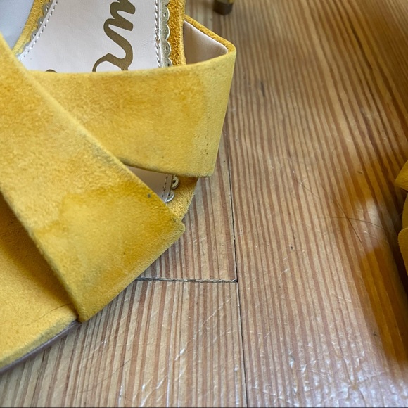 Sam Edelman yellow suede ankle strap stilettos SIZE 9 - Picture 7 of 9